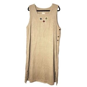 Decorated Originals Beige Corduroy Embroidered Midi Jumper Applique Size XLG